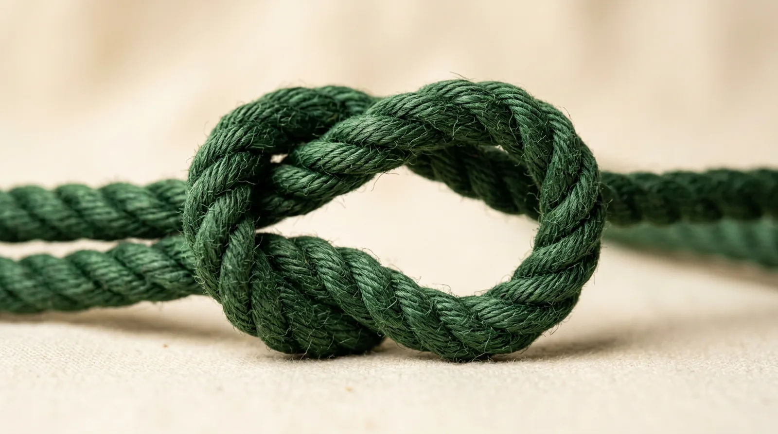 A single rope tied into one clean knot — one team holding the whole engagement.